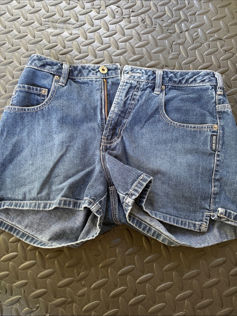 Silver Jeans Vintage-Inspired Dark Blue Denim Shorts